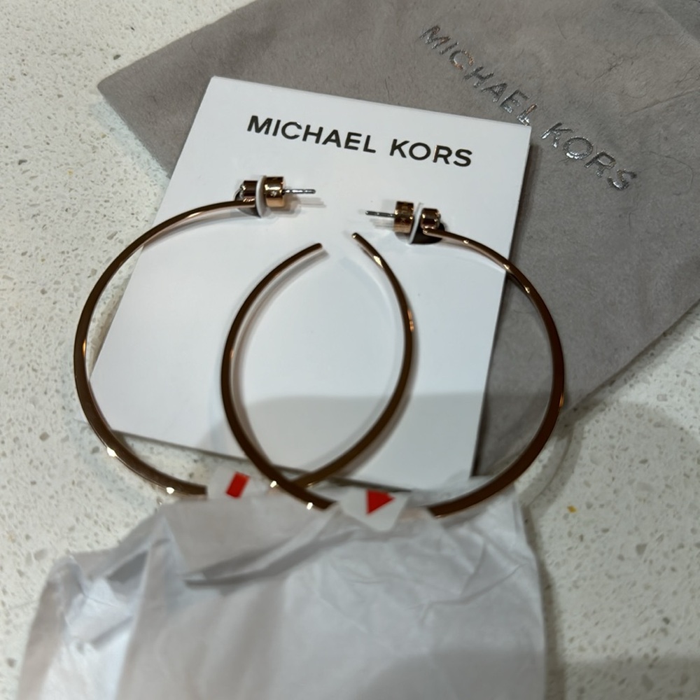 Michael Kors Rose Gold Extra Large Rounded Hoops - Picture 4 of 6